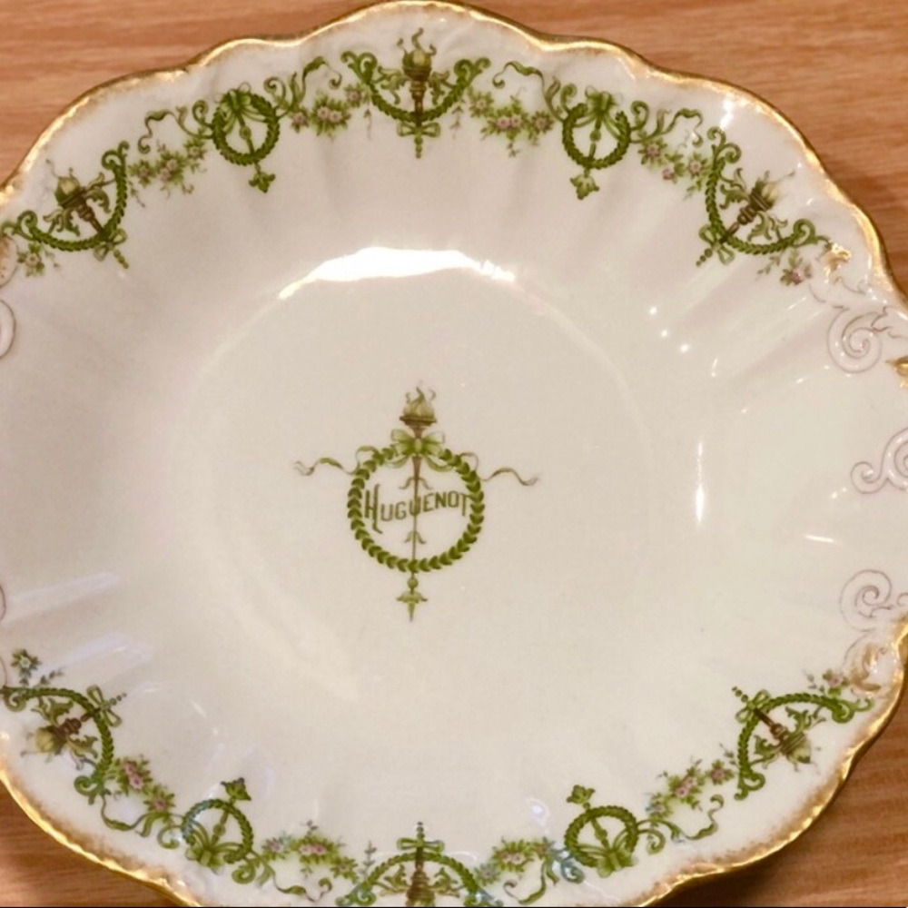 Antique ABRAM FRENCH CHINA Huguenot Desert Plate